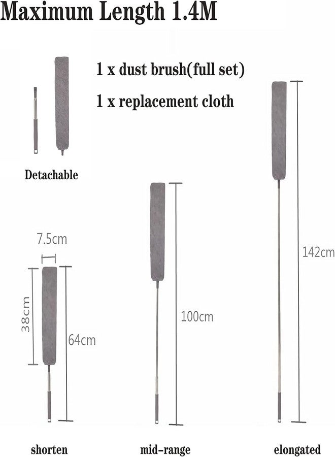 BROCCOLIN Microfiber Gap Dust Brush Under Appliances Cleaning Tool with Telescoping Long Handle Washable and Retractable Flat Duster Brush Feather Duster for Under Furniture Couch Fridge Washer Cleaning - Image 3